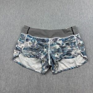 Lululemon Shorts Womens 8 Blue Speed Blurry Stripe 3" Workout Gym Yoga Running